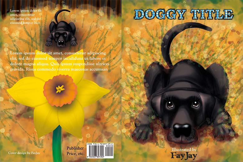 Full cover front and rear of illustrated picture book starring a dog