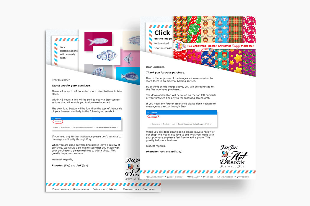 Etsy shop digital thank-you notes with letterhead